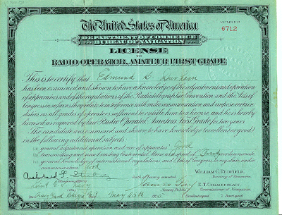 Amateur Radio License - 1915