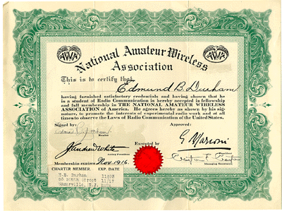 Amateur Wireless Assn. Membership - 1916